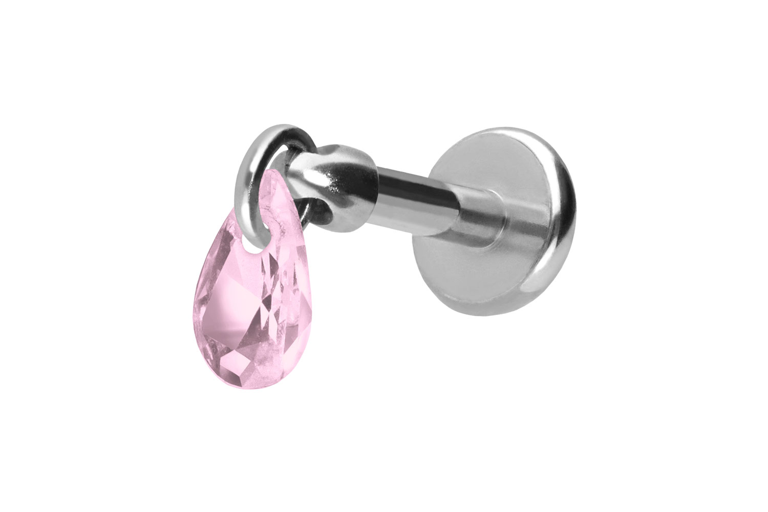 Titan Labret Piercing mit Push Fit KRISTALLTROPFEN